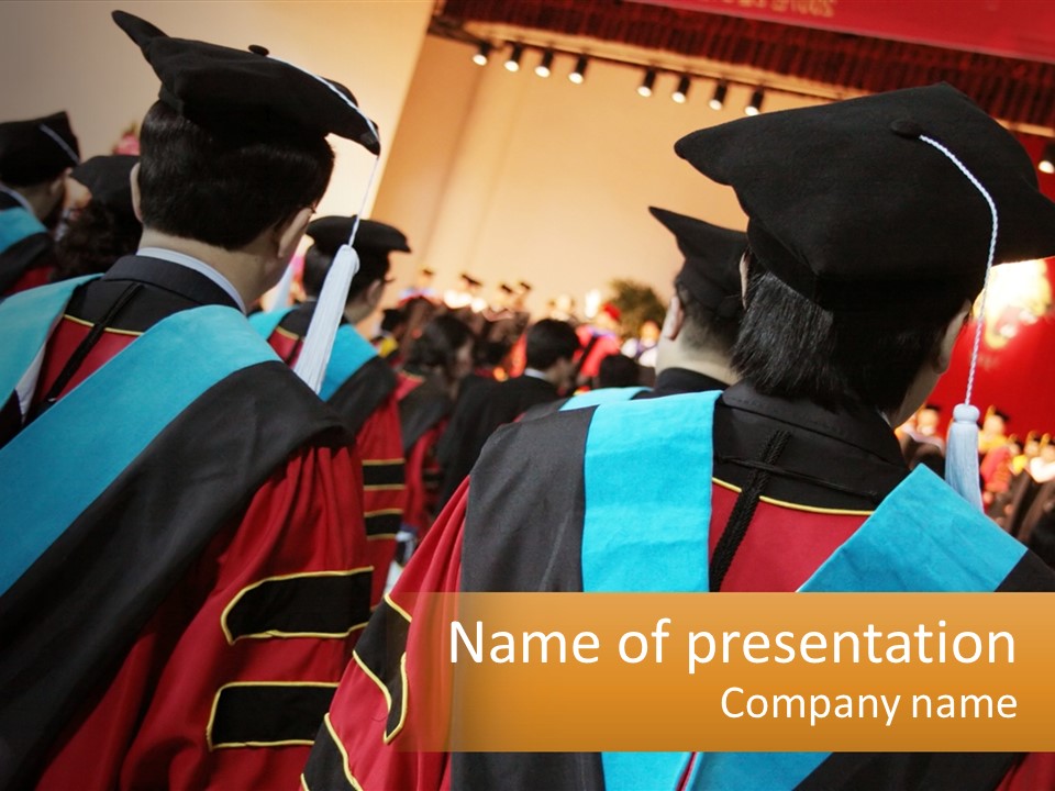 A Group Of People In Graduation Gowns And Caps PowerPoint Template