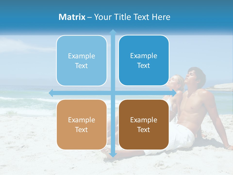 A Man And Woman Sitting On The Beach With The Ocean In The Background PowerPoint Template