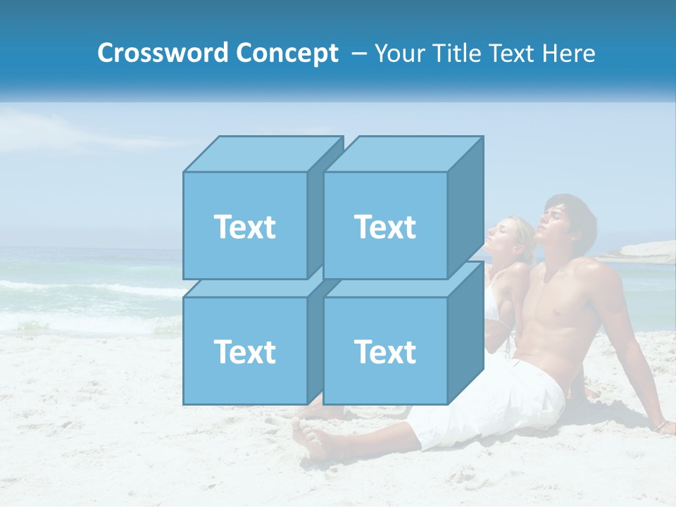 A Man And Woman Sitting On The Beach With The Ocean In The Background PowerPoint Template