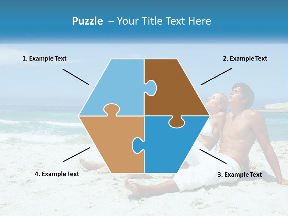 A Man And Woman Sitting On The Beach With The Ocean In The Background PowerPoint Template