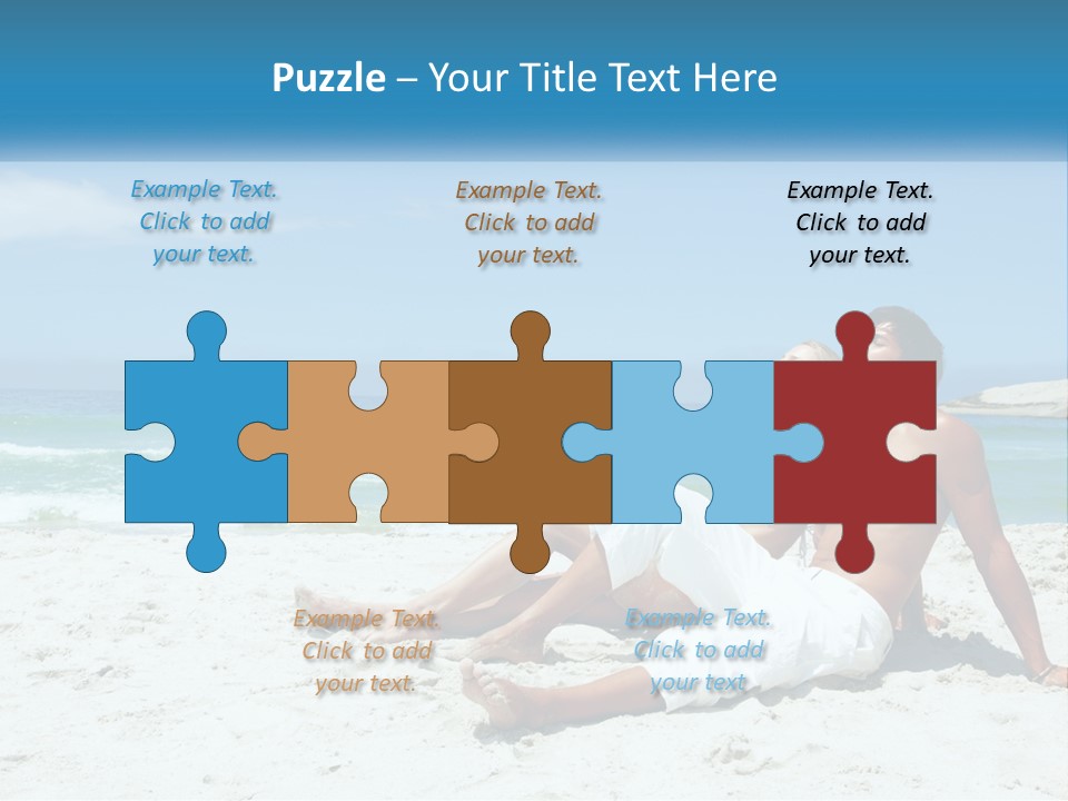 A Man And Woman Sitting On The Beach With The Ocean In The Background PowerPoint Template