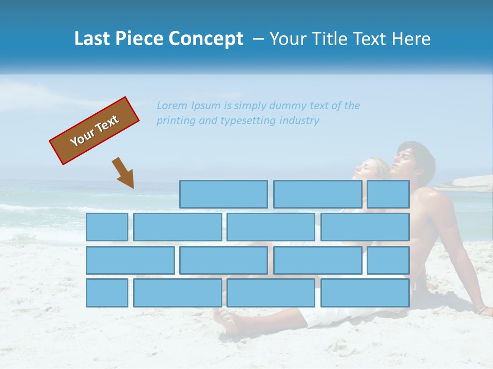 A Man And Woman Sitting On The Beach With The Ocean In The Background PowerPoint Template