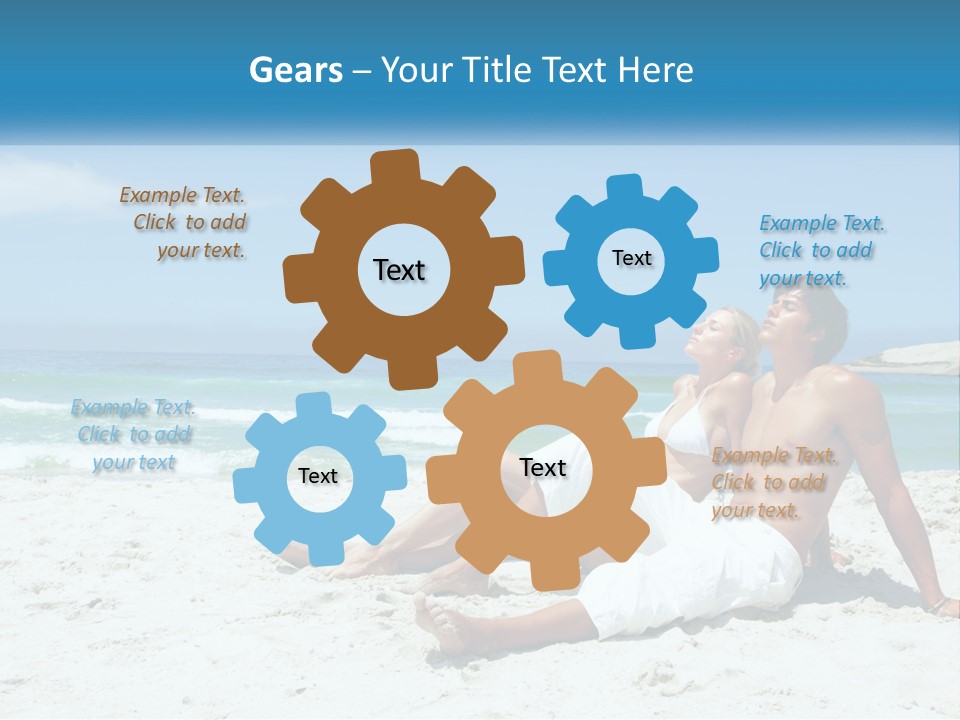 A Man And Woman Sitting On The Beach With The Ocean In The Background PowerPoint Template