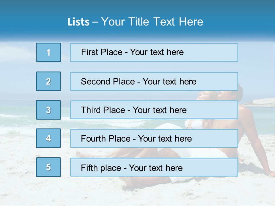 A Man And Woman Sitting On The Beach With The Ocean In The Background PowerPoint Template