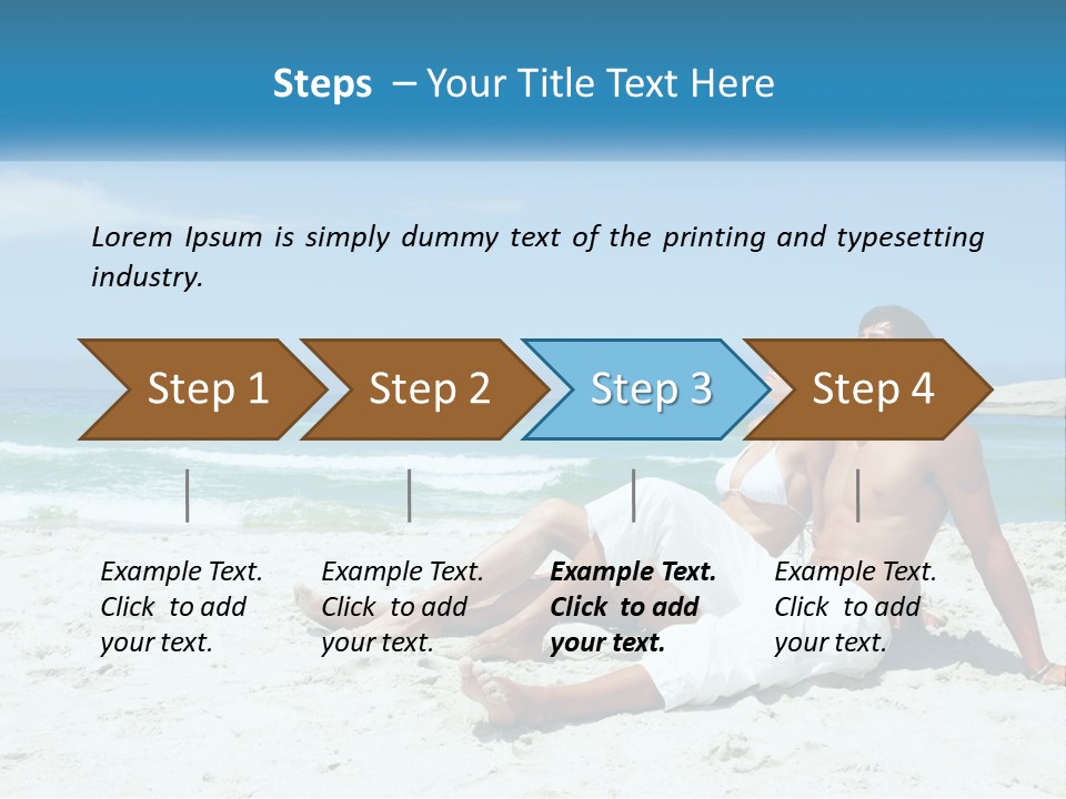A Man And Woman Sitting On The Beach With The Ocean In The Background PowerPoint Template