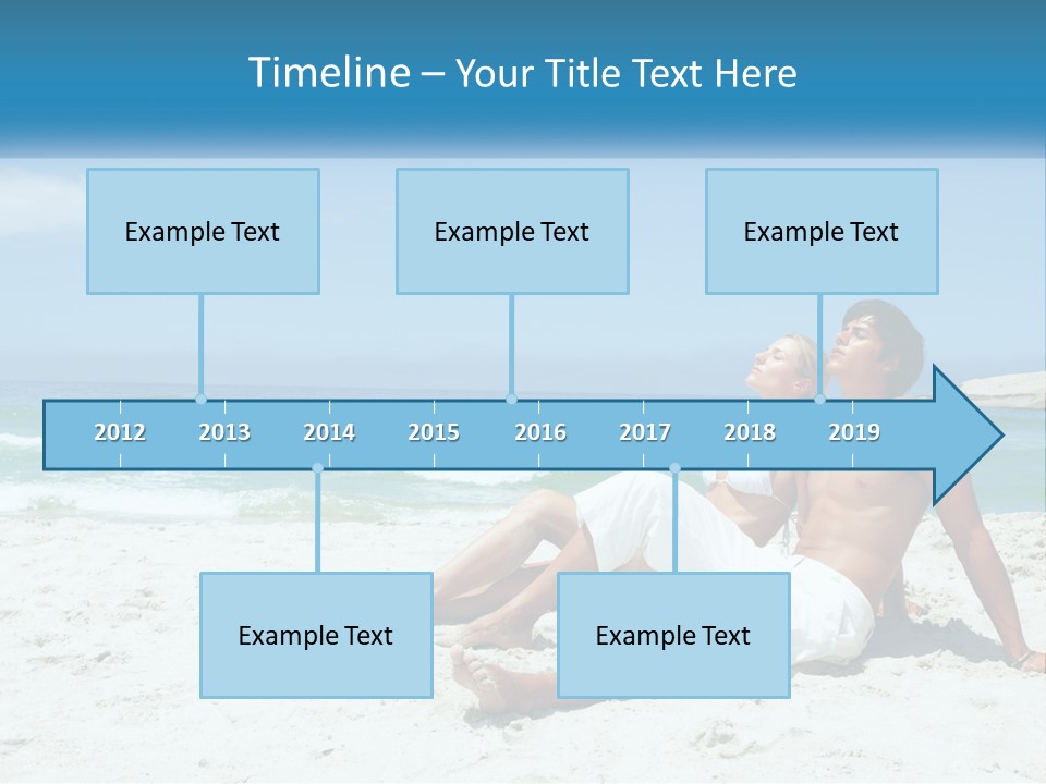 A Man And Woman Sitting On The Beach With The Ocean In The Background PowerPoint Template