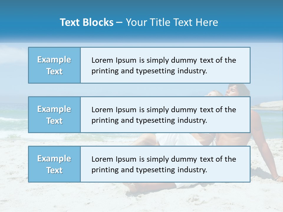 A Man And Woman Sitting On The Beach With The Ocean In The Background PowerPoint Template