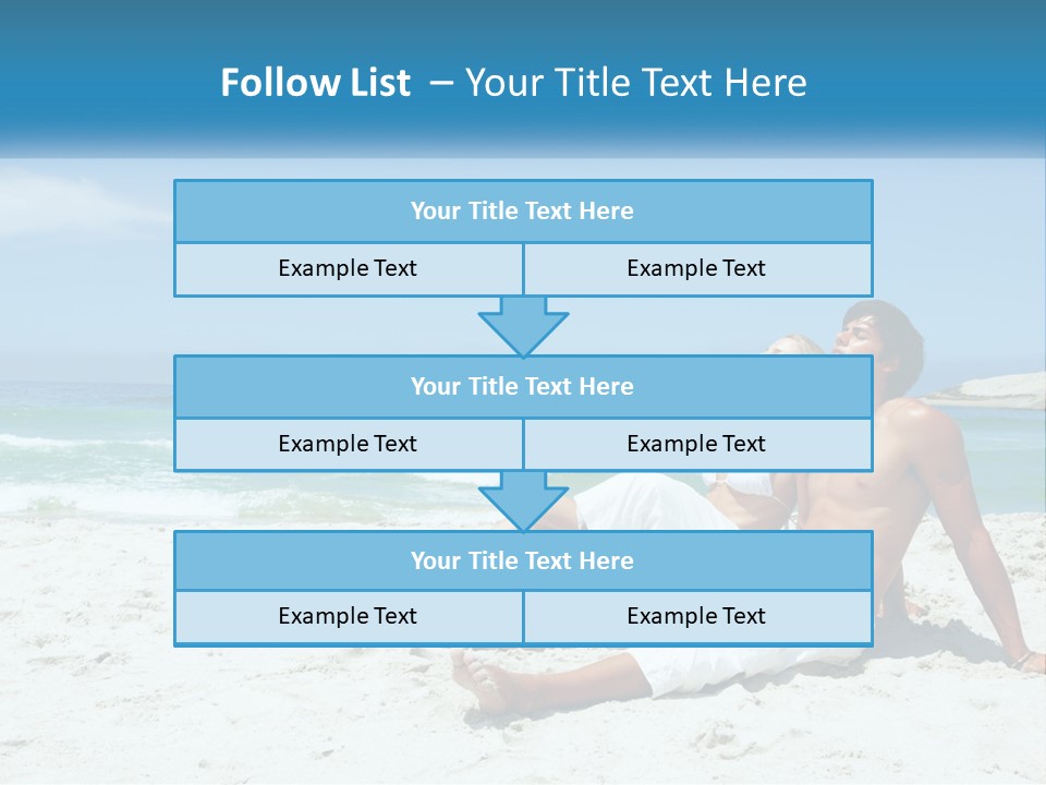 A Man And Woman Sitting On The Beach With The Ocean In The Background PowerPoint Template