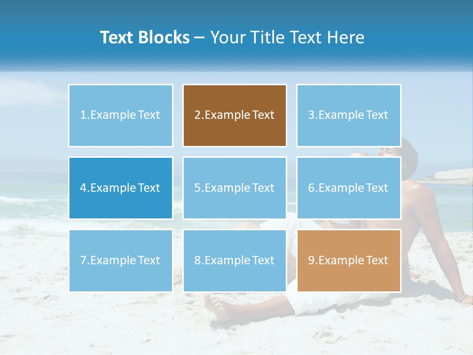 A Man And Woman Sitting On The Beach With The Ocean In The Background PowerPoint Template