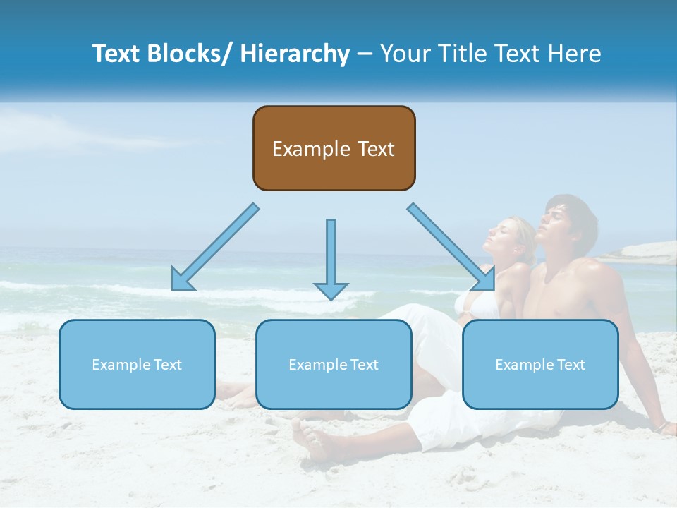 A Man And Woman Sitting On The Beach With The Ocean In The Background PowerPoint Template