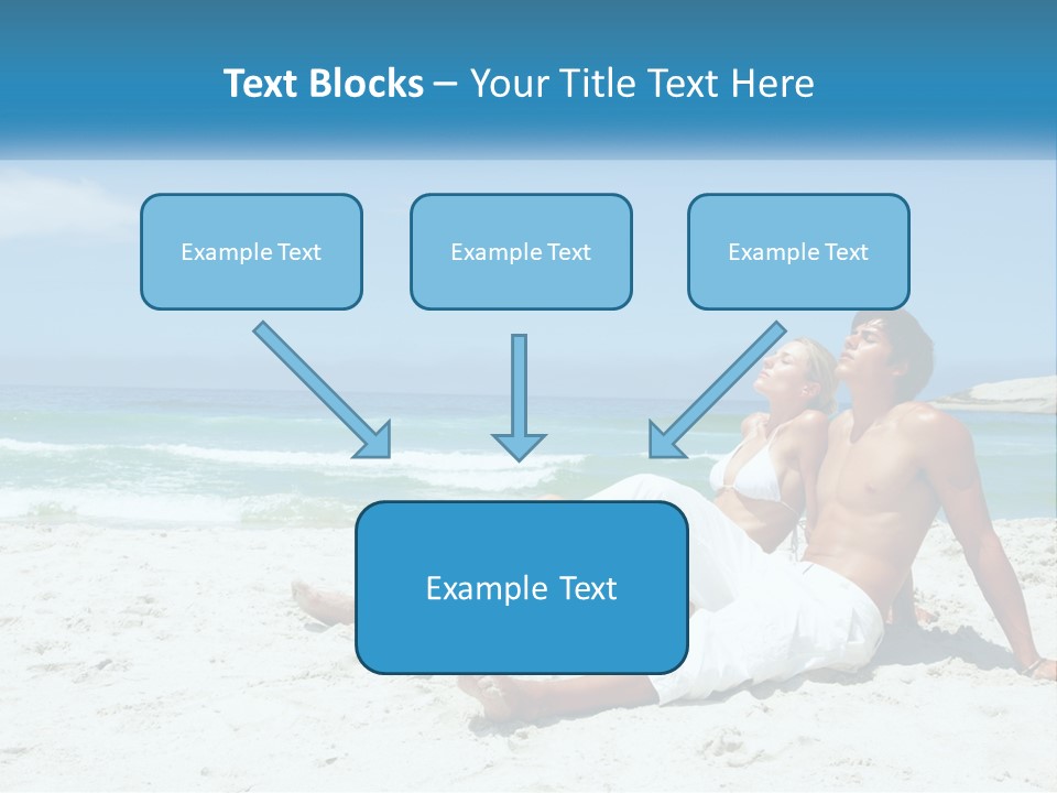 A Man And Woman Sitting On The Beach With The Ocean In The Background PowerPoint Template