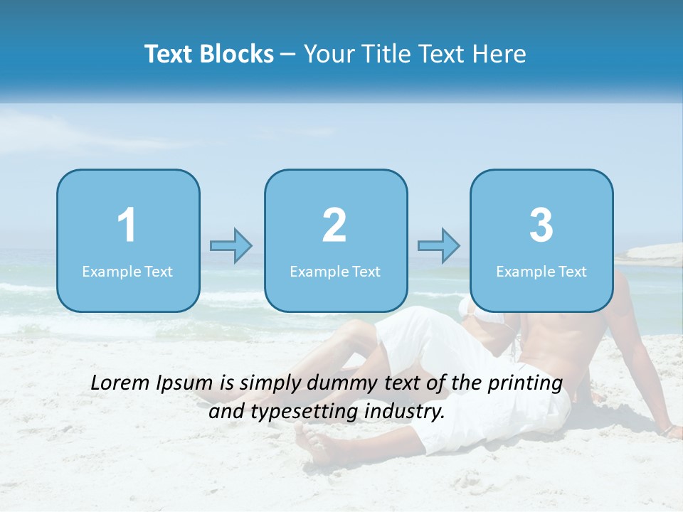 A Man And Woman Sitting On The Beach With The Ocean In The Background PowerPoint Template