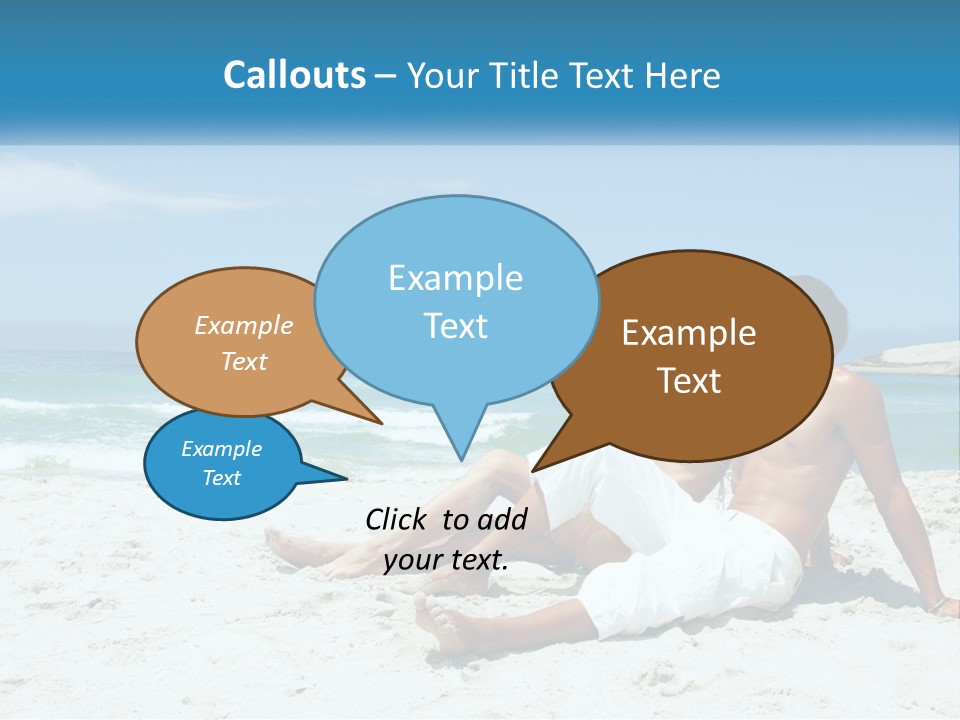 A Man And Woman Sitting On The Beach With The Ocean In The Background PowerPoint Template