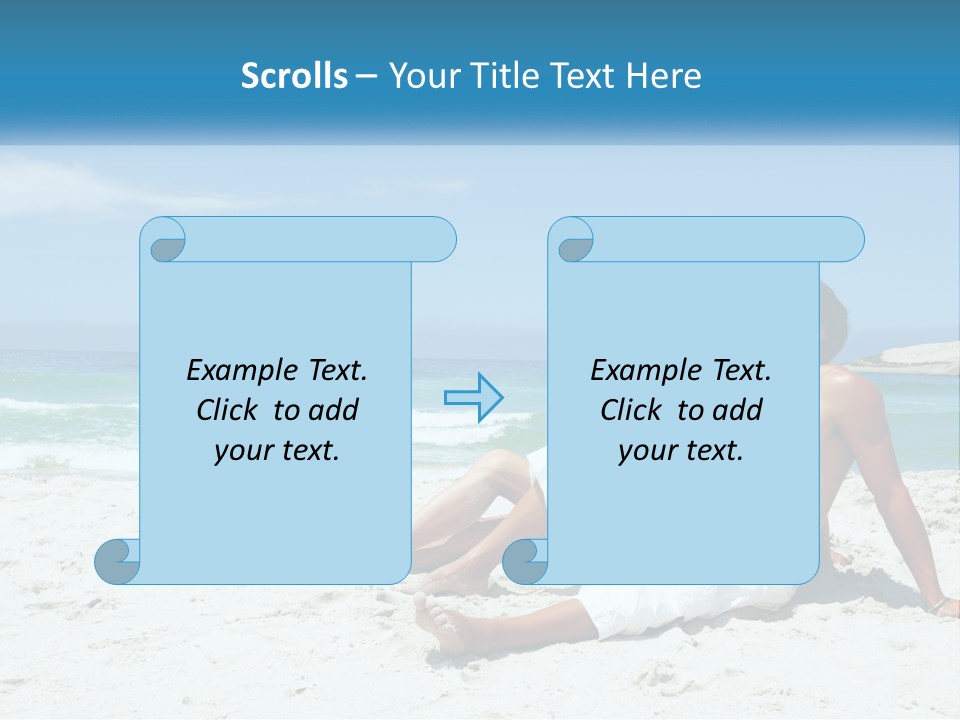 A Man And Woman Sitting On The Beach With The Ocean In The Background PowerPoint Template