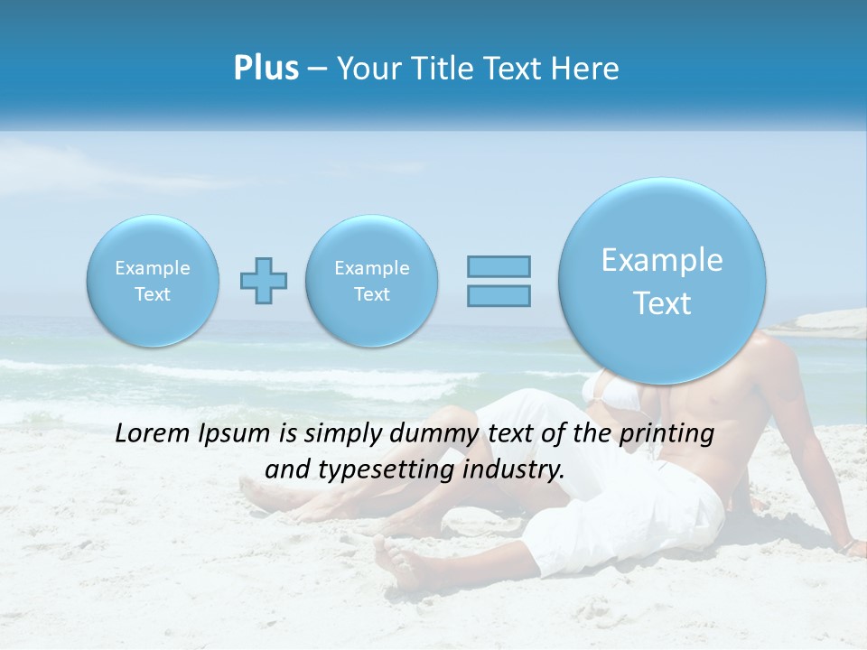 A Man And Woman Sitting On The Beach With The Ocean In The Background PowerPoint Template
