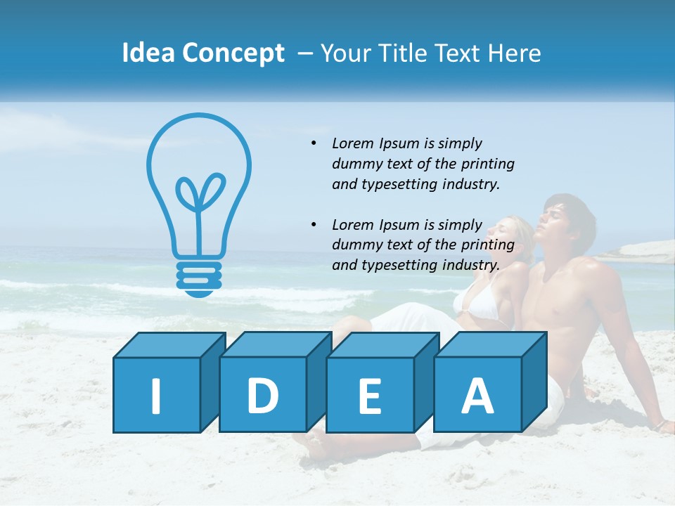 A Man And Woman Sitting On The Beach With The Ocean In The Background PowerPoint Template