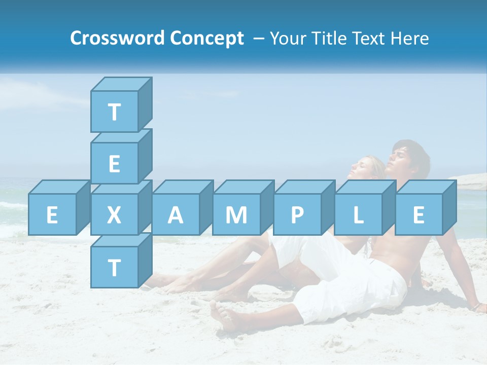 A Man And Woman Sitting On The Beach With The Ocean In The Background PowerPoint Template