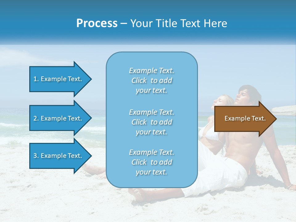 A Man And Woman Sitting On The Beach With The Ocean In The Background PowerPoint Template