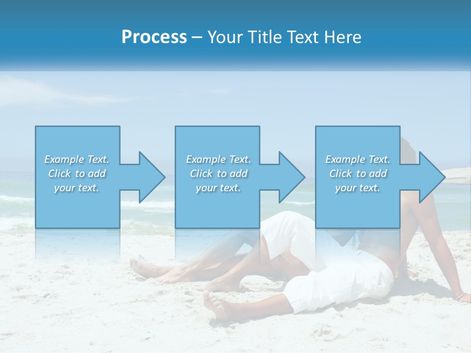 A Man And Woman Sitting On The Beach With The Ocean In The Background PowerPoint Template