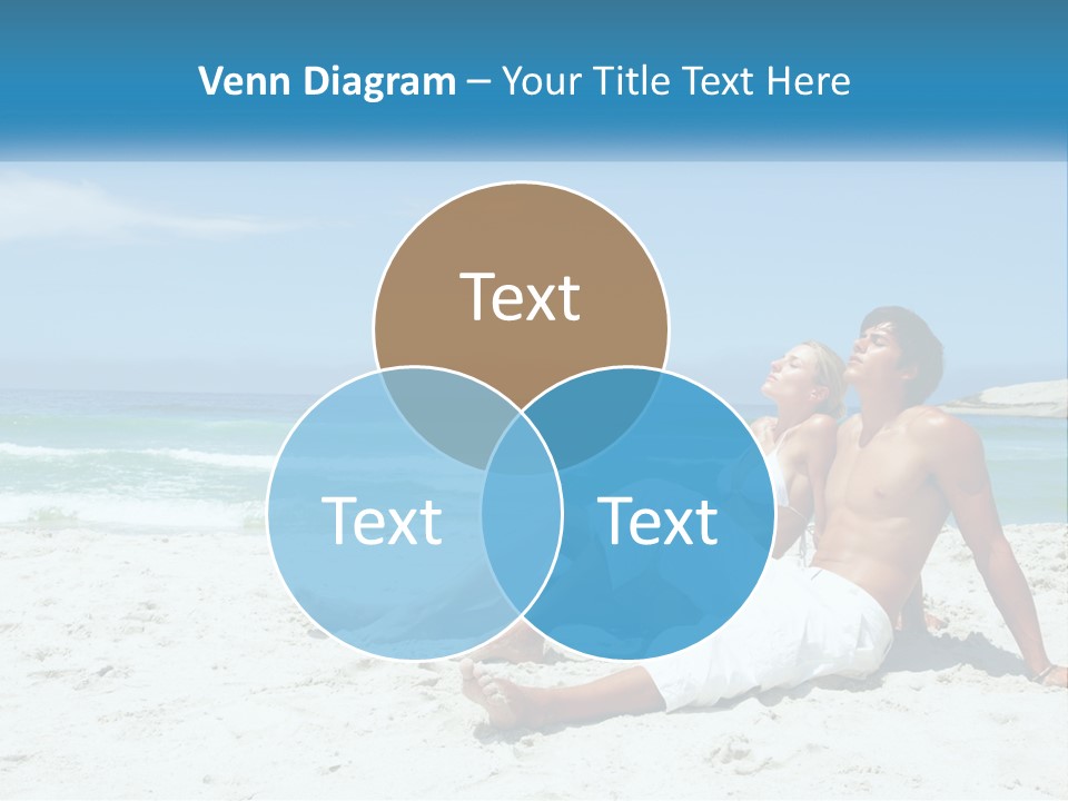 A Man And Woman Sitting On The Beach With The Ocean In The Background PowerPoint Template