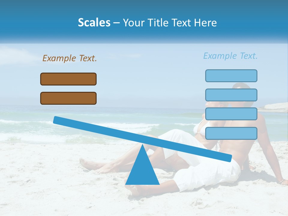 A Man And Woman Sitting On The Beach With The Ocean In The Background PowerPoint Template