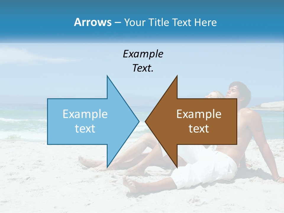 A Man And Woman Sitting On The Beach With The Ocean In The Background PowerPoint Template