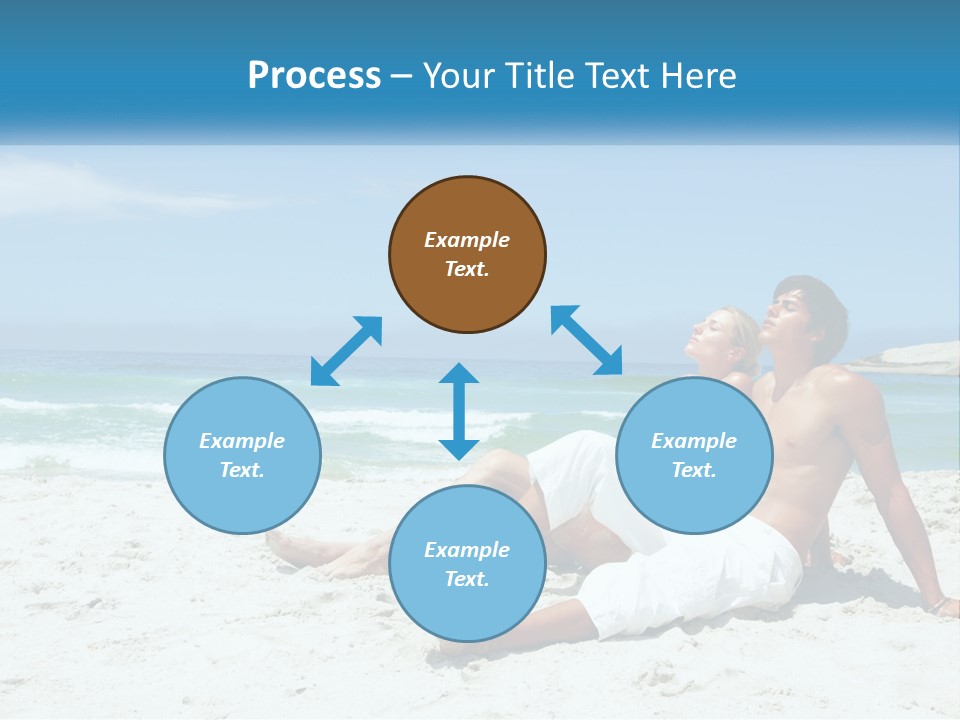 A Man And Woman Sitting On The Beach With The Ocean In The Background PowerPoint Template