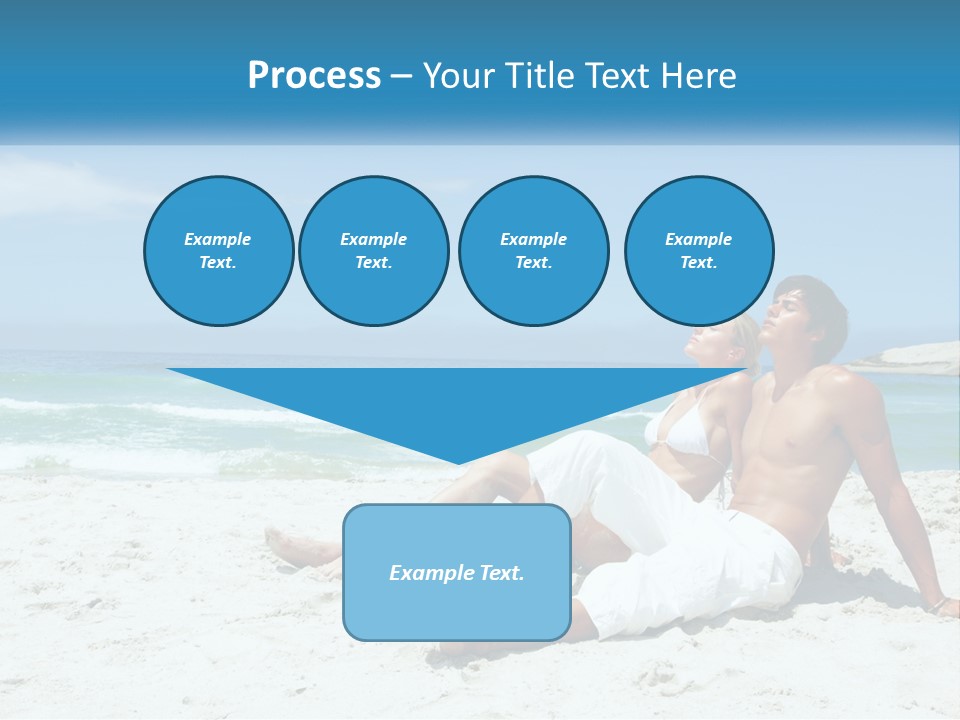 A Man And Woman Sitting On The Beach With The Ocean In The Background PowerPoint Template