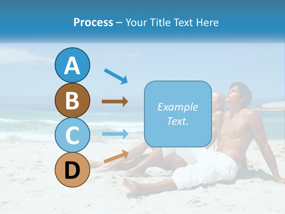 A Man And Woman Sitting On The Beach With The Ocean In The Background PowerPoint Template