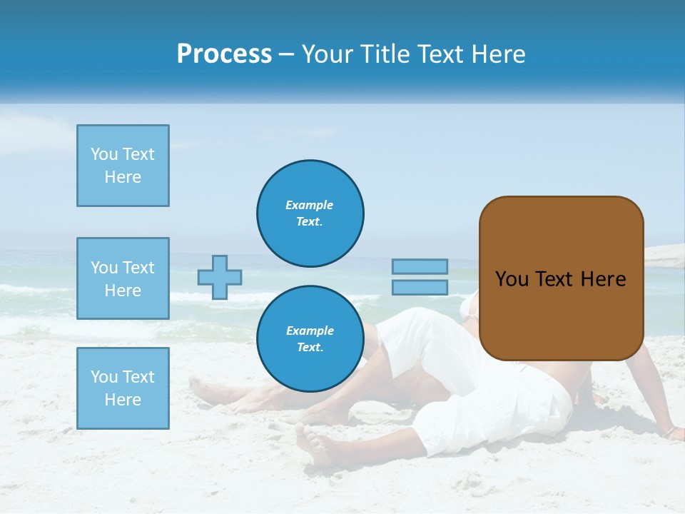 A Man And Woman Sitting On The Beach With The Ocean In The Background PowerPoint Template