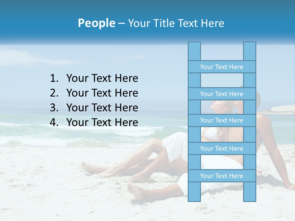 A Man And Woman Sitting On The Beach With The Ocean In The Background PowerPoint Template