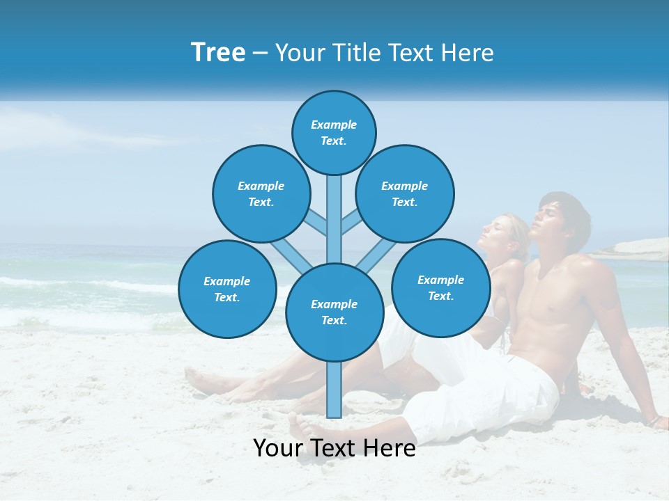 A Man And Woman Sitting On The Beach With The Ocean In The Background PowerPoint Template