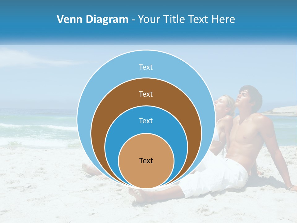 A Man And Woman Sitting On The Beach With The Ocean In The Background PowerPoint Template