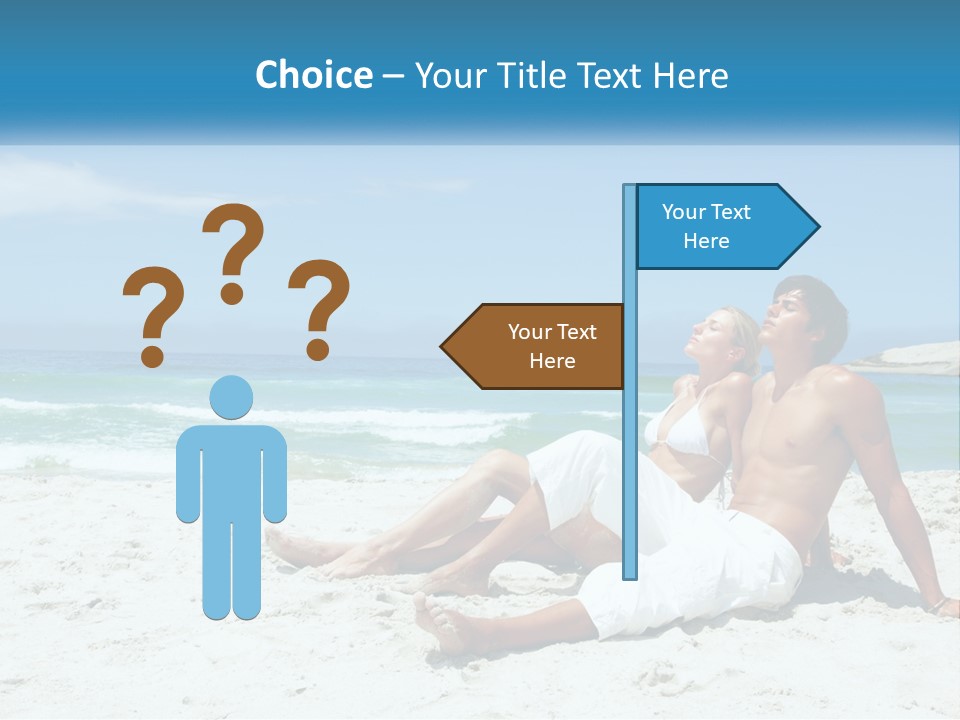 A Man And Woman Sitting On The Beach With The Ocean In The Background PowerPoint Template
