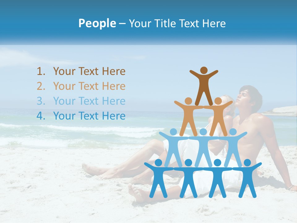 A Man And Woman Sitting On The Beach With The Ocean In The Background PowerPoint Template