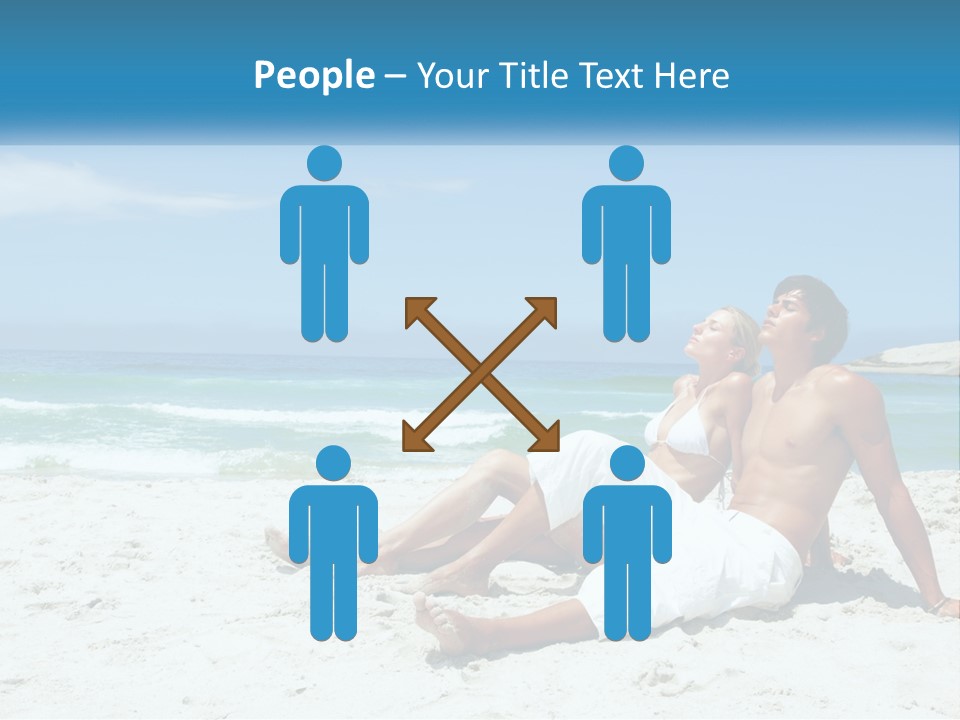 A Man And Woman Sitting On The Beach With The Ocean In The Background PowerPoint Template