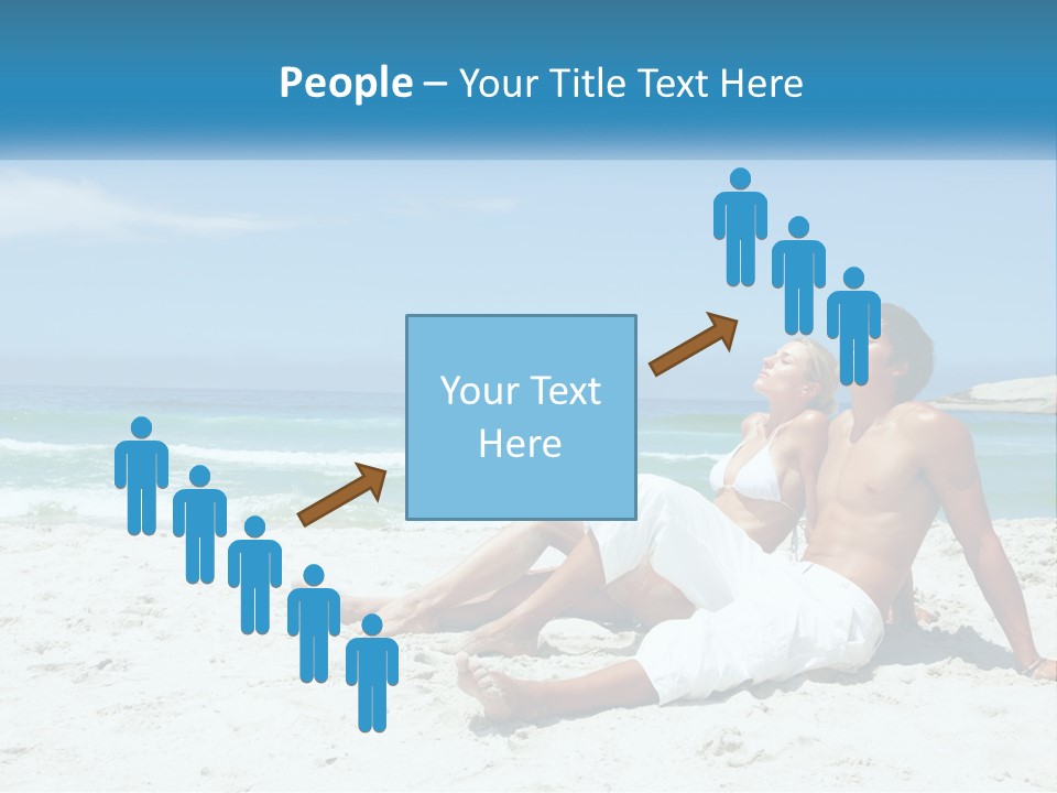 A Man And Woman Sitting On The Beach With The Ocean In The Background PowerPoint Template