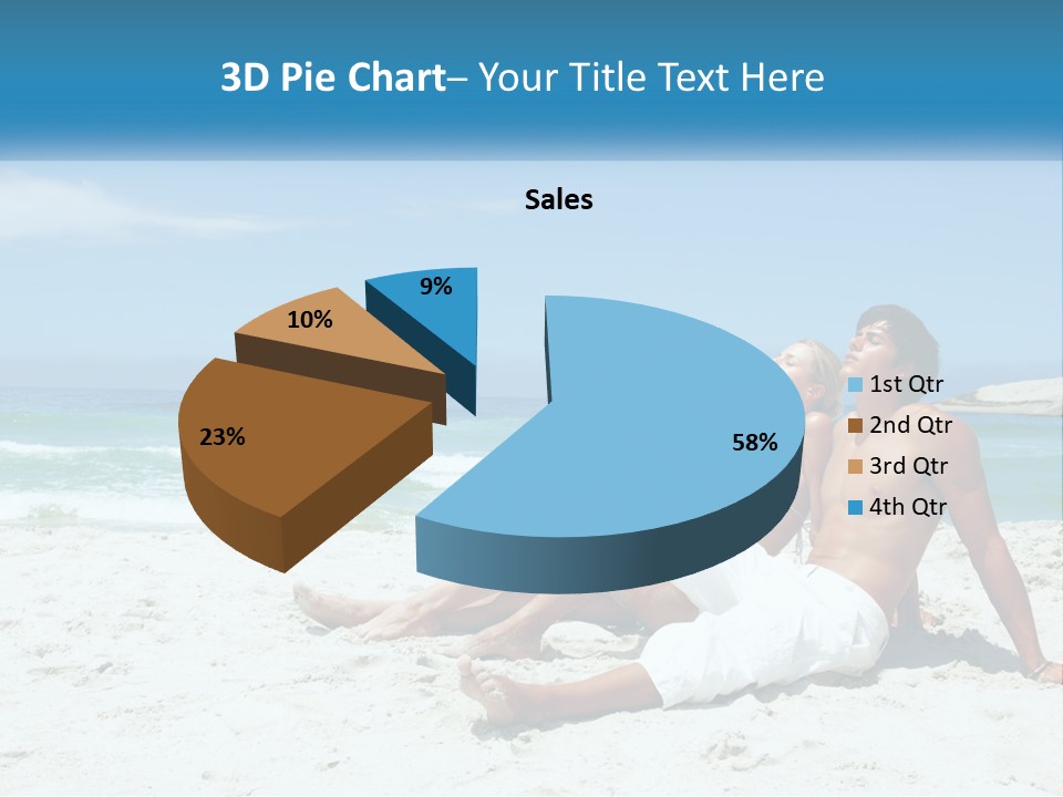 A Man And Woman Sitting On The Beach With The Ocean In The Background PowerPoint Template
