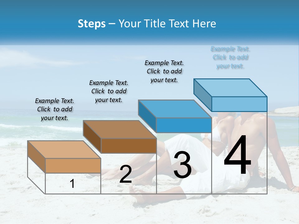 A Man And Woman Sitting On The Beach With The Ocean In The Background PowerPoint Template