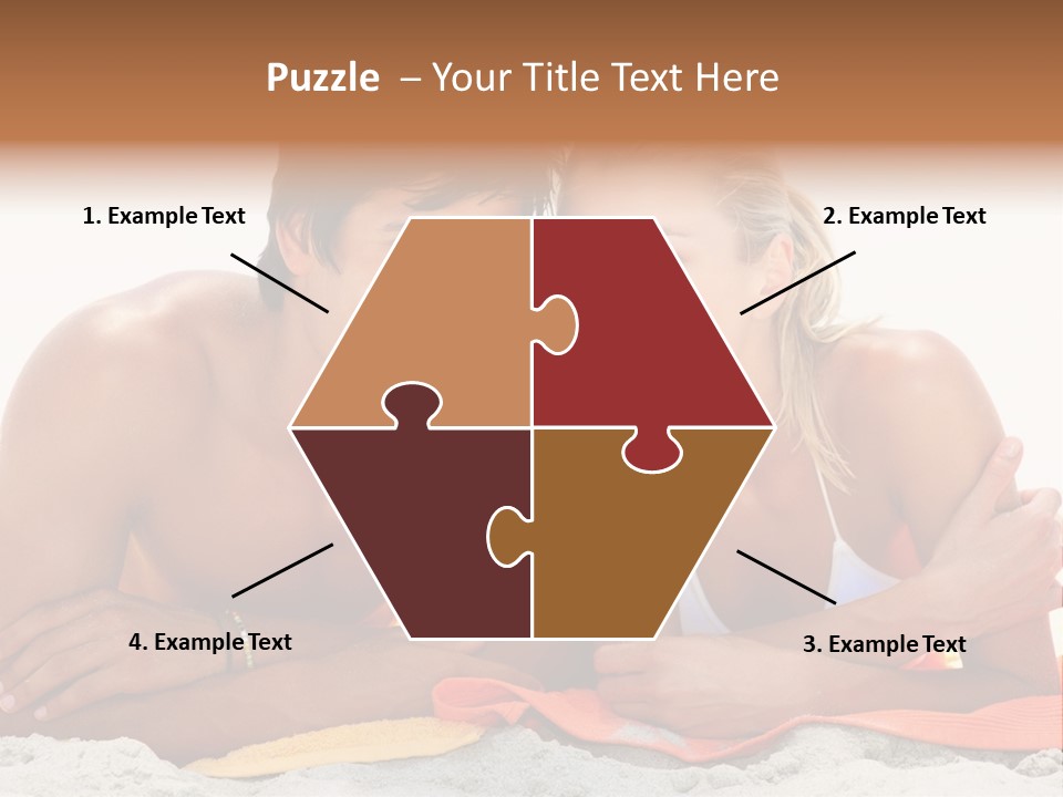 A Man And A Woman Laying On The Beach PowerPoint Template