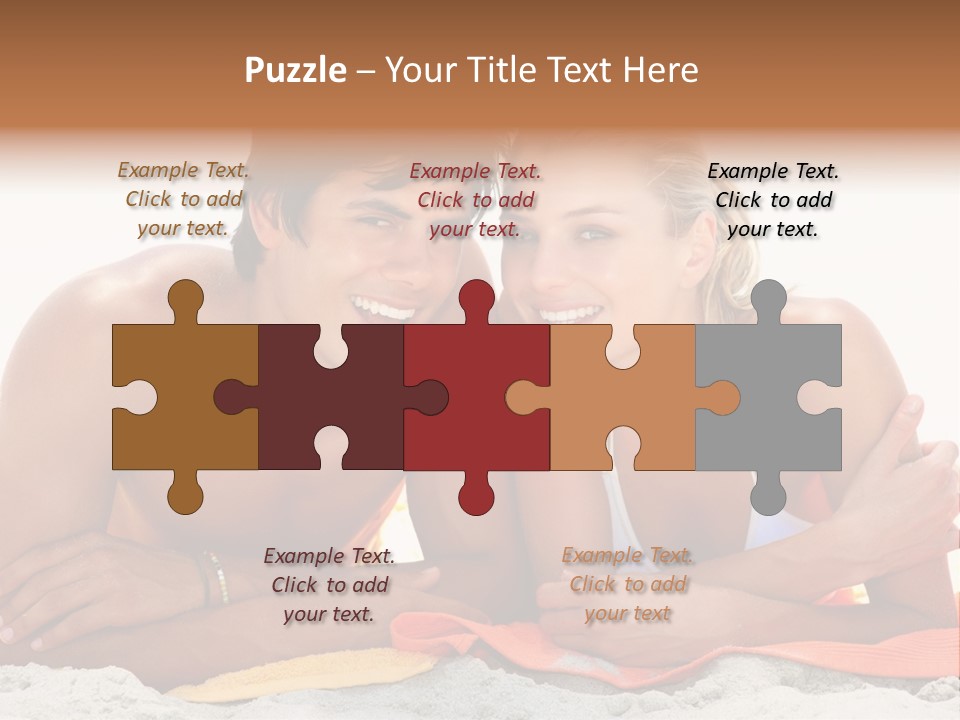 A Man And A Woman Laying On The Beach PowerPoint Template