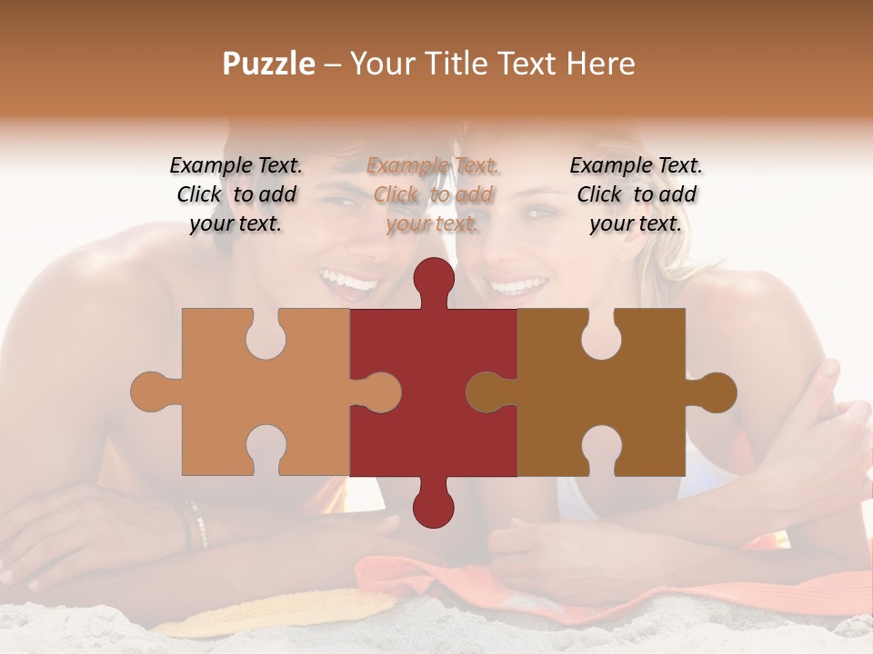 A Man And A Woman Laying On The Beach PowerPoint Template