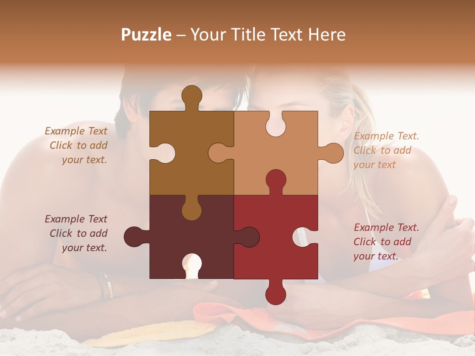 A Man And A Woman Laying On The Beach PowerPoint Template