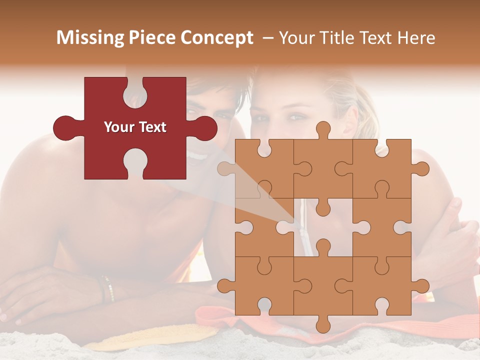 A Man And A Woman Laying On The Beach PowerPoint Template