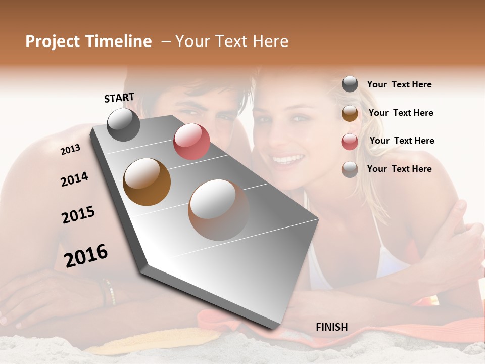 A Man And A Woman Laying On The Beach PowerPoint Template