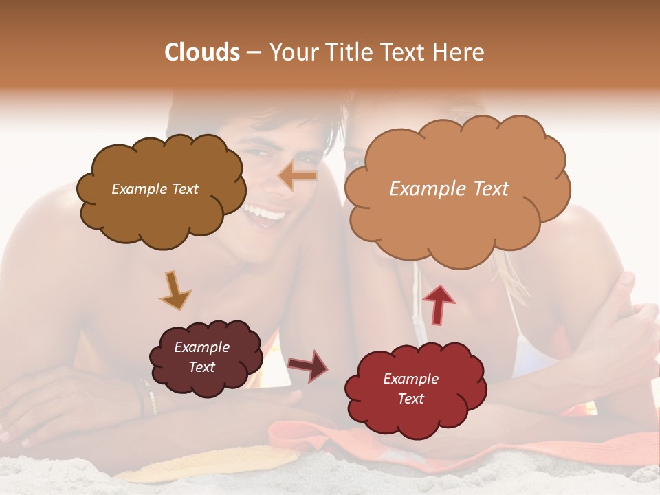 A Man And A Woman Laying On The Beach PowerPoint Template