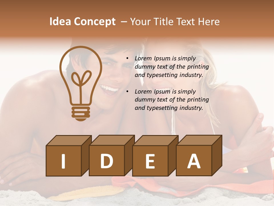 A Man And A Woman Laying On The Beach PowerPoint Template