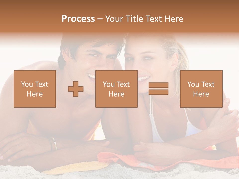 A Man And A Woman Laying On The Beach PowerPoint Template