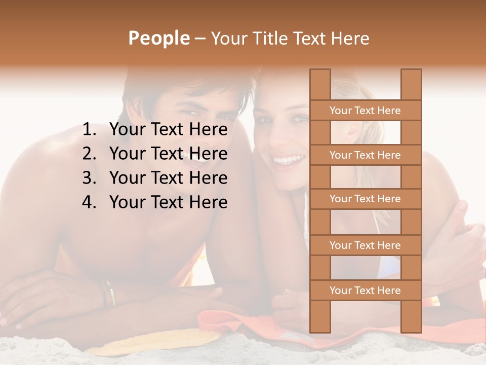 A Man And A Woman Laying On The Beach PowerPoint Template