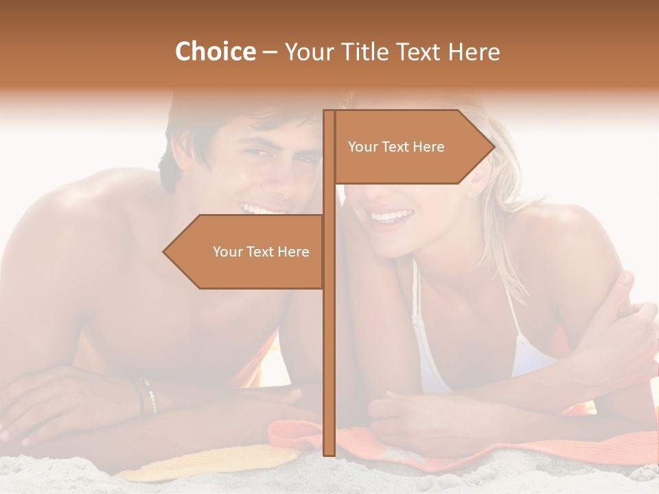 A Man And A Woman Laying On The Beach PowerPoint Template